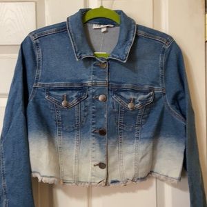 Dip-Dye Wash Cropped Denim Jacket
